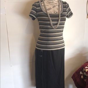 BCBG Paris top black & gray silver glitter nice👀